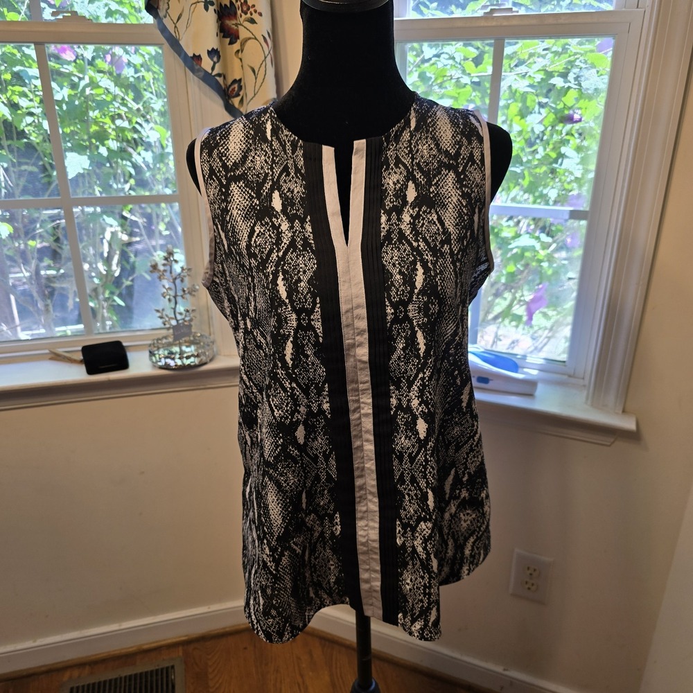 Calvin Klein Snakeskin Print Sleeveless Top Blouse Career Casual Womens Size S
